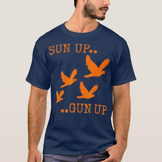 Camiseta Naranja de caza de palomas    CamoSun Gun (Anverso)