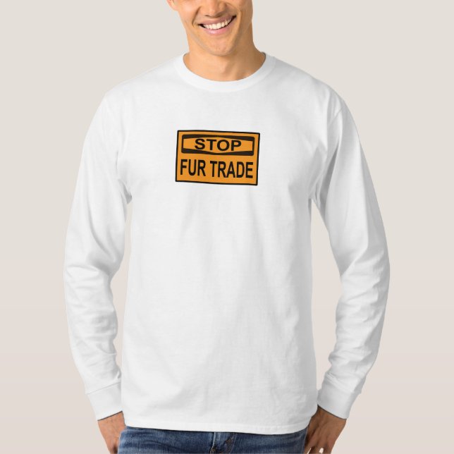 Camiseta Naranja de Detener el Rótulo de Comercio de Pieles (Anverso)