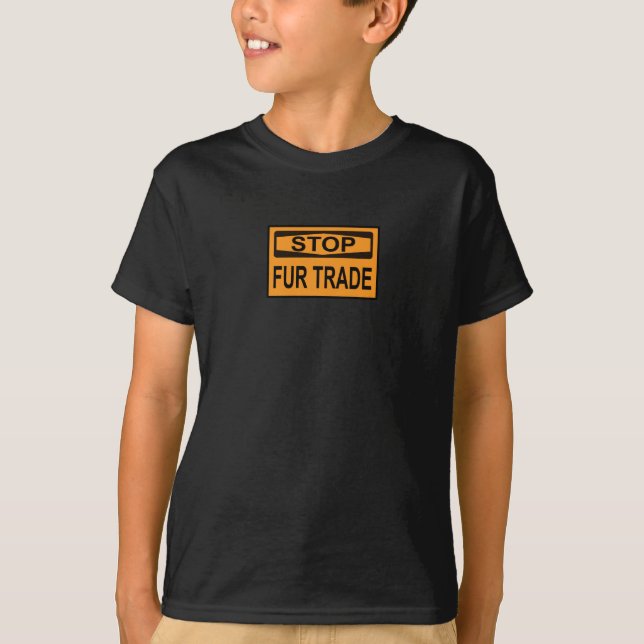Camiseta Naranja de Detener el Rótulo de Comercio de Pieles (Anverso)