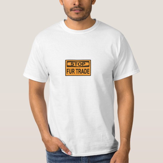 Camiseta Naranja de Detener el Rótulo de Comercio de Pieles (Anverso)