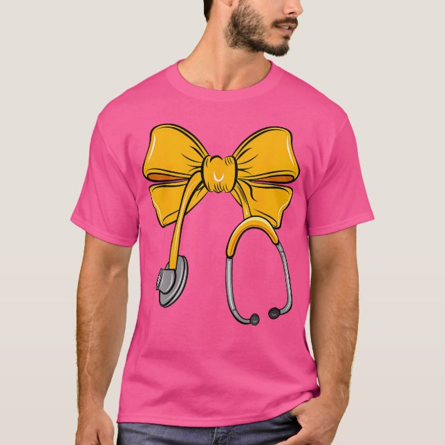 Camiseta Naranja de Enfermería Bow Stethoscope Doct de Enfe (Anverso)