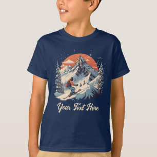 Camiseta Naranja de esquiar de montaña Vintage Sunset