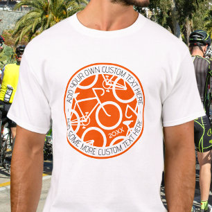 Camiseta Naranja de eventos de carreras de ciclismo de text