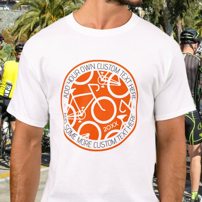 Camiseta Naranja de eventos de carreras de ciclismo de text (Subido por el creador)