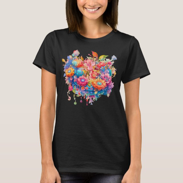 Camiseta Naranja de flores y Boho azul (Anverso)
