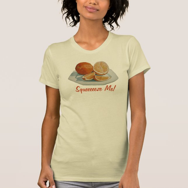 Camiseta Naranja de frutas de toda la vida con lemas divert (Anverso)