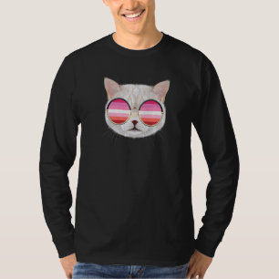 Camiseta Naranja de gatos de bandera lesbiana Orgullo Lésbi
