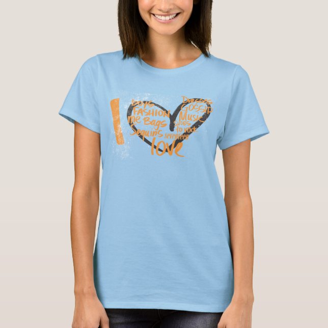 Camiseta Naranja de graffiti de corazón (Anverso)