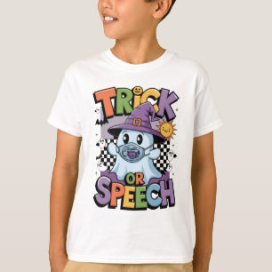 Camiseta Naranja de habla o truco negro Fantasma divertida
