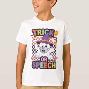 Camiseta Naranja de habla o truco negro Fantasma divertida