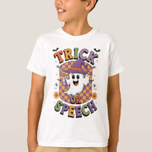 Camiseta Naranja de habla o truco negro Fantasma divertida 