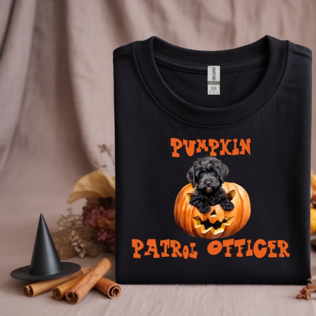 Camiseta Naranja de halloween de labradoodle negro lindo ir (Subido por el creador)