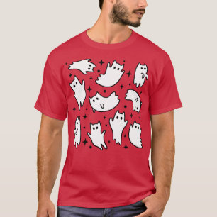 Camiseta Naranja de Halloween de los gatos fantasma de Kawa