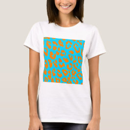 Camiseta Naranja de impresión Leopardo Azul