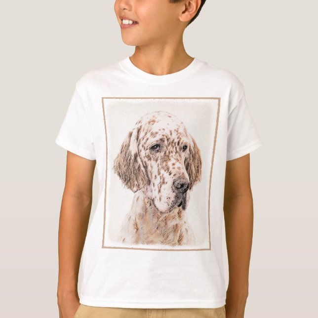 Camiseta Naranja de Inglaterra Belton Pintura de Perro Arte (Anverso)