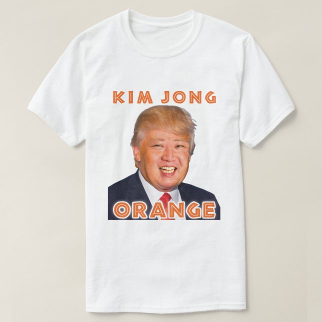 Camiseta Naranja de Kim Jong el | Donald Trump + La O.N.U (Diseño del anverso)