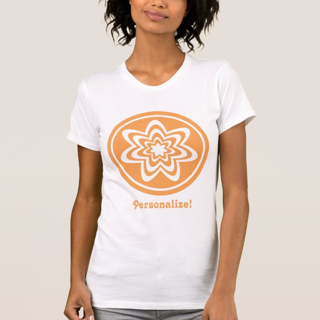 Camiseta Naranja de la explosión floral Tee femenino (Anverso)