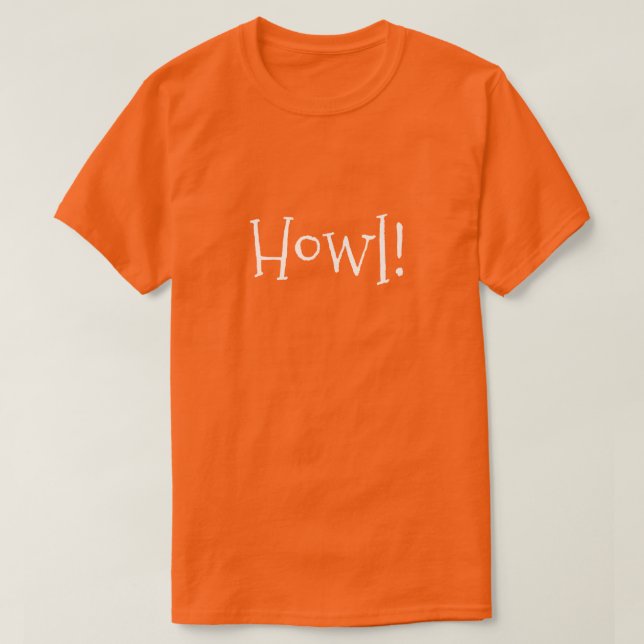 Camiseta Naranja de los hombres Gracioso texto ¡Aúl! (Diseño del anverso)