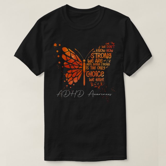 Camiseta Naranja de mariposa Cinta Conciencia sobre el TDAH