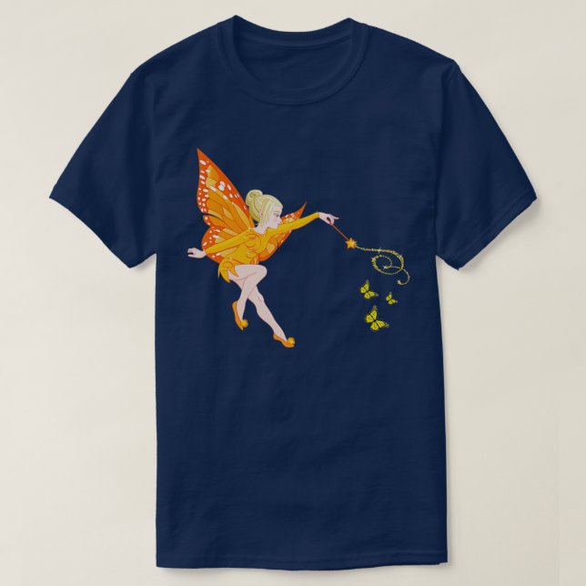 Camiseta naranja de mariposa encantadora Fairy art (Diseño del anverso)