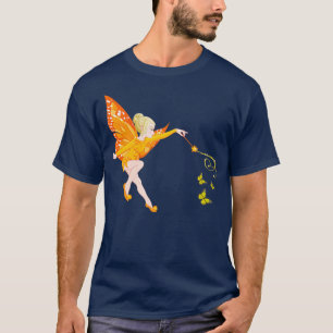 Camiseta naranja de mariposa encantadora Fairy art