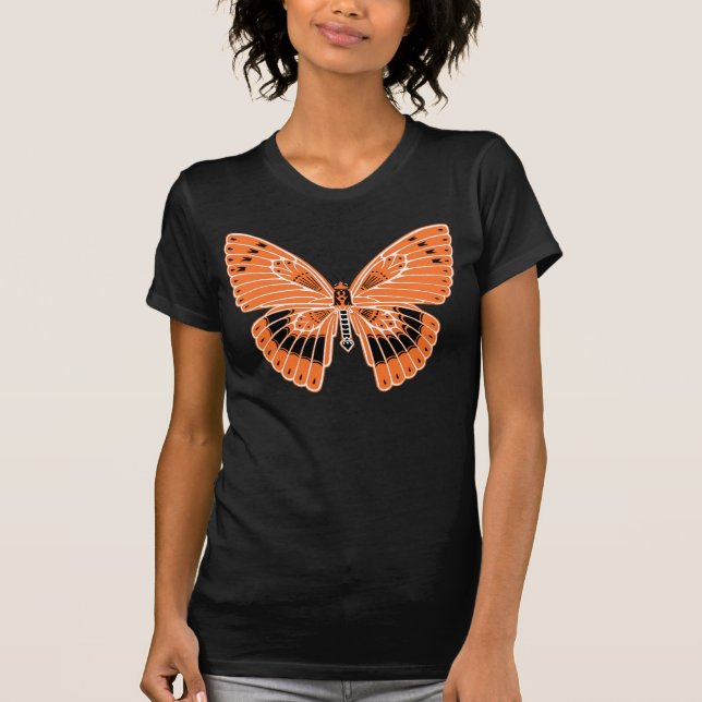 Camiseta Naranja de mariposas estilo Art Nouveau (Anverso)