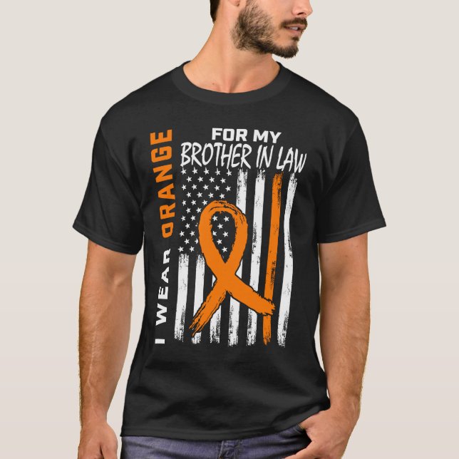 Camiseta Naranja De Mi Hermano En Derecho Leucemia Sensibil (Anverso)