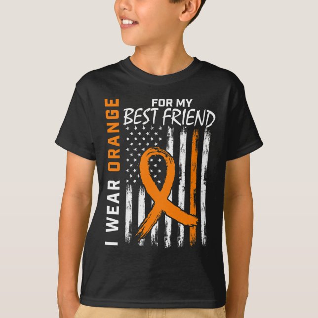 Camiseta Naranja De Mi Mejor Amigo Leukemia Bandera De Conc (Anverso)