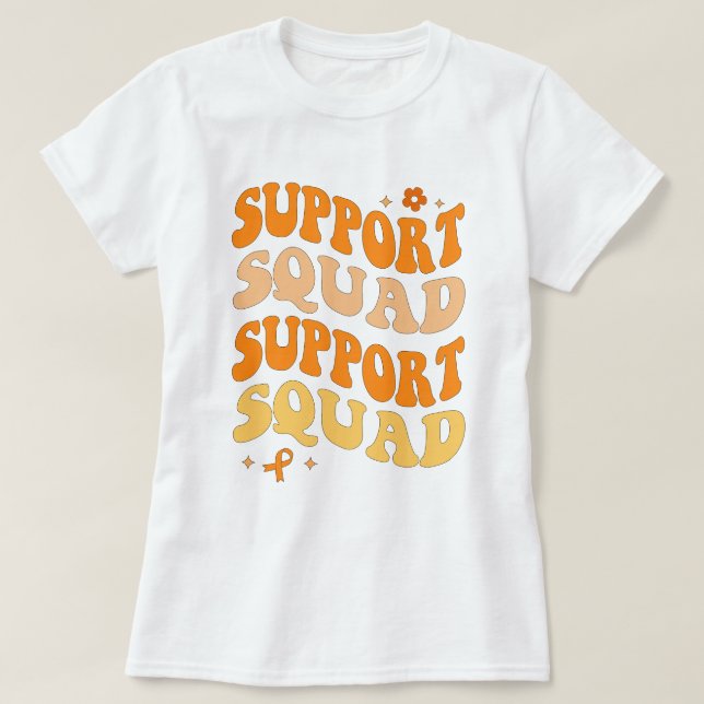 Camiseta Naranja de moda Ribbon Support Squad Leukemia (Diseño del anverso)