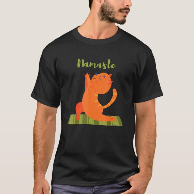 Camiseta Naranja de Namaste Tabby Kitty Cat para instructor (Anverso)