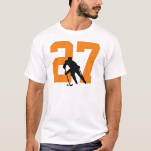 Camiseta Naranja de número de jugador de hockey personaliza