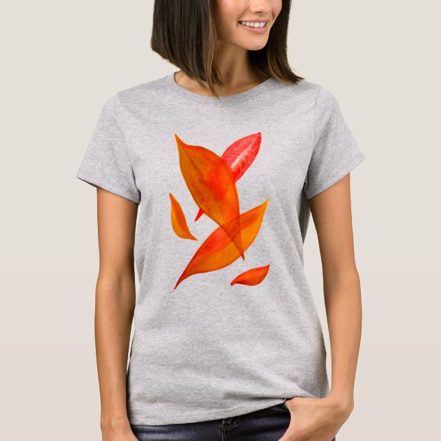 Camiseta Naranja de Oro otoño Leaf arte moderno (Anverso)