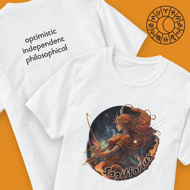 Camiseta Naranja de óxido de sagitario y zodiaco de acuarel (Subido por el creador)