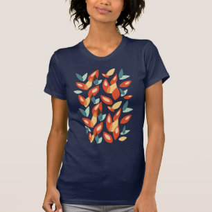 Camiseta Naranja de patrón de hojas geométricas Resumen ama