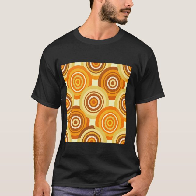 Camiseta Naranja de patrones geométricos de círculos concén (Anverso)