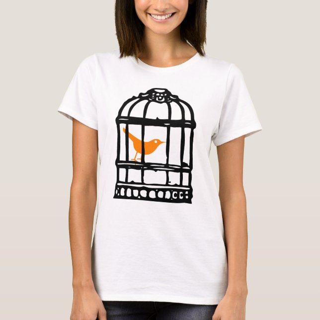 Camiseta Naranja de personalizable pájaro en jaula, jaula d (Anverso)