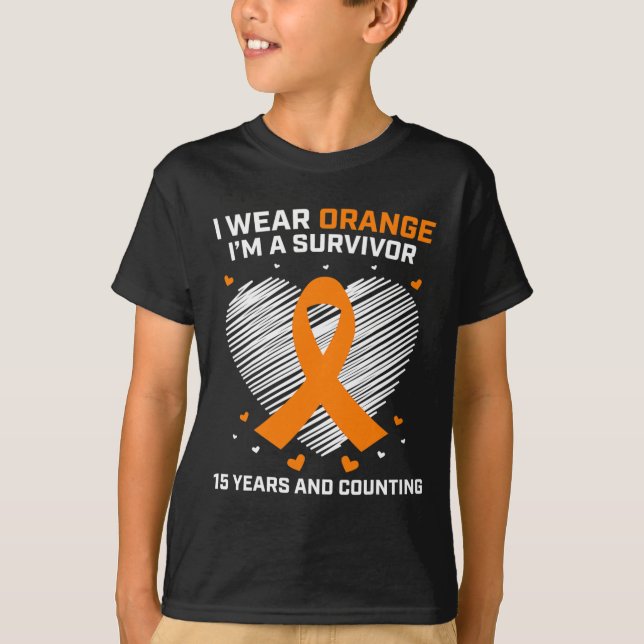 Camiseta naranja de regalos para sobrevivientes de leucemia (Anverso)