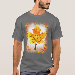 Camiseta Naranja del árbol otoñal de hojas de arce otoño en
