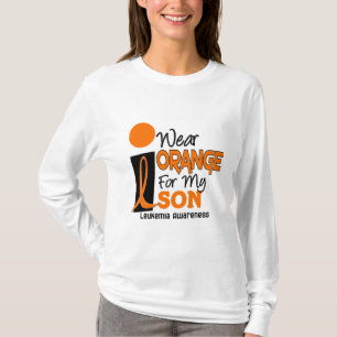Camiseta NARANJA del DESGASTE de la leucemia I PARA MI HIJO