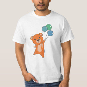 Camiseta Naranja Del Oso Mosca Con Globos Animales Dulces