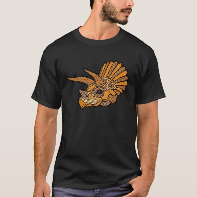 Camiseta Naranja del triceratops del art déco (Anverso)