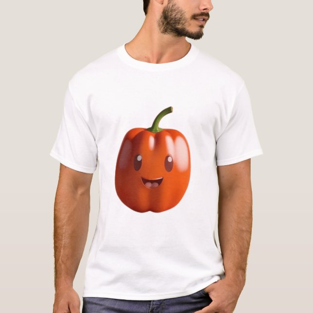 Camiseta Naranja dulce Paprika Fruit con cara (Anverso)