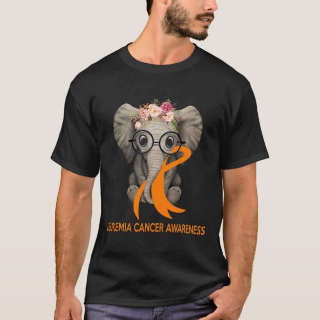 Camiseta Naranja elefante Ribbon Leukemia Sensibilización s (Anverso)