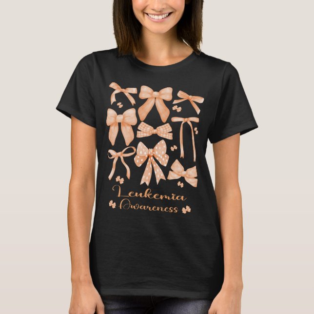 Camiseta Naranja estético Coquette Bow Leukemia (Anverso)