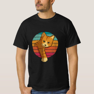 Camiseta Naranja estilo vintage Tabby Cat Silhouette Cat Lo