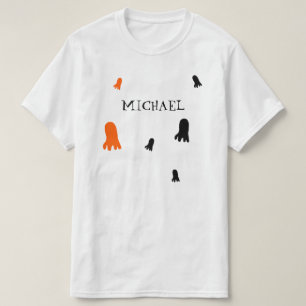 Camiseta Naranja fantasma de Halloween, negro personalizado