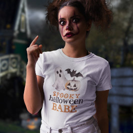 Camiseta Naranja fantasma negro fanfarrón de Halloween