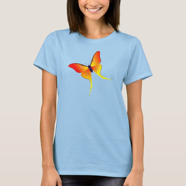 Camiseta Naranja Flame Butterfly Ladies Burnout T-Shirt (Anverso)
