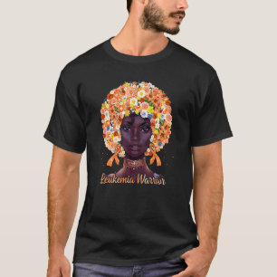 Camiseta Naranja Flores afro pelo mujer negra leucemia Warr