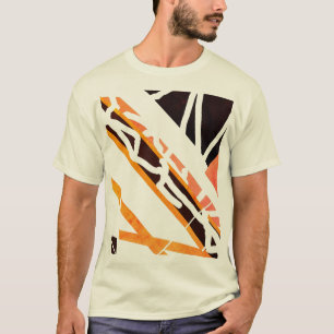 Camiseta Naranja Formas diagonales negras Resumen MCM Aspec